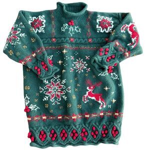 Laura Ashley Vintage Wool Chunky Winter Holiday Sweater